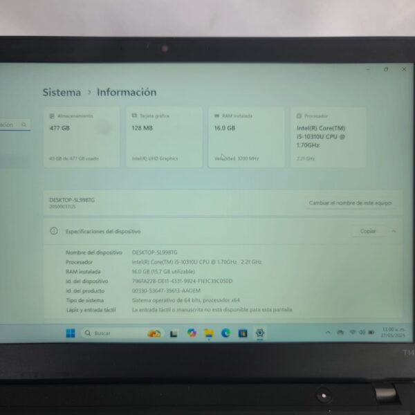 LENOVO THINKPAD T14 GEN 1 i5-10 - Imagen 8
